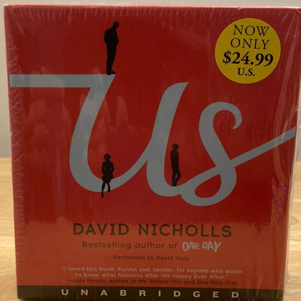Audio book, Us on CD by David Nicholls.
